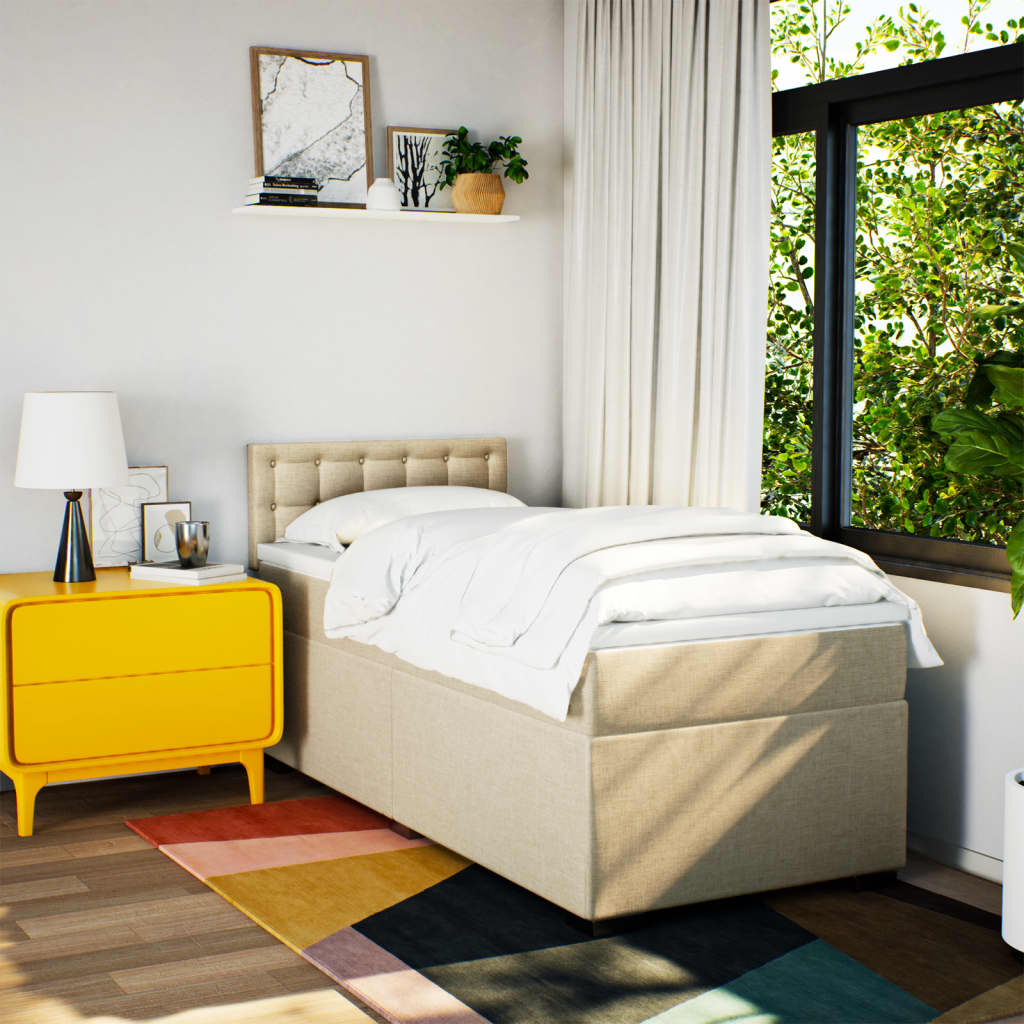 Cama com molas/colchão 90x200 cm tecido cor crème