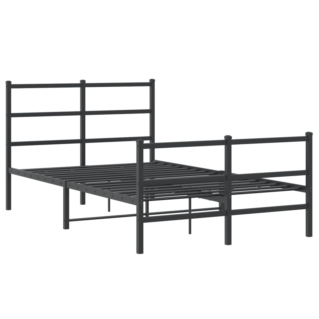 Estrutura de cama com cabeceira e pés 120x190 cm metal preto