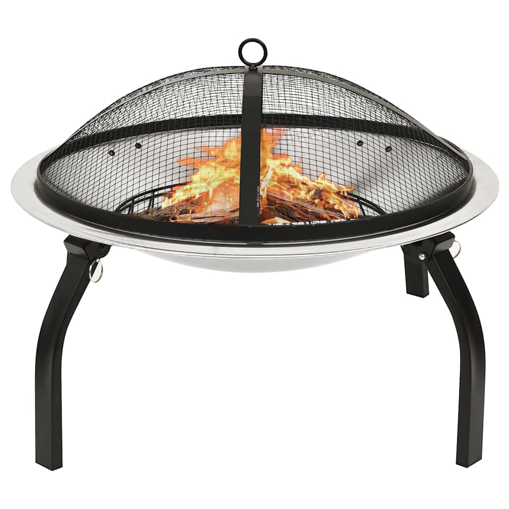 Braseira e barbecue 2-em-1 com atiçador 56x56x49 cm aço inox.