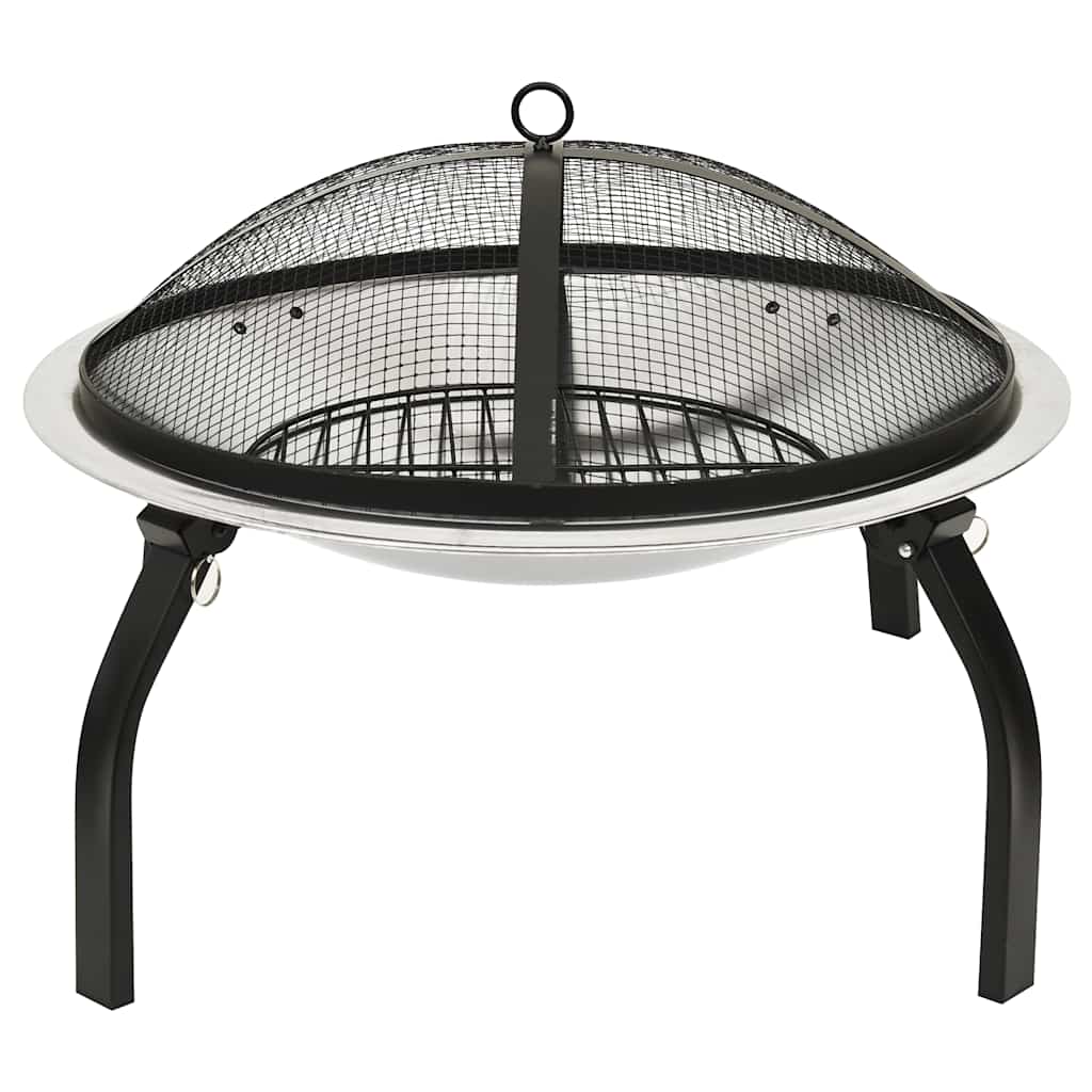 Braseira e barbecue 2-em-1 com atiçador 56x56x49 cm aço inox.
