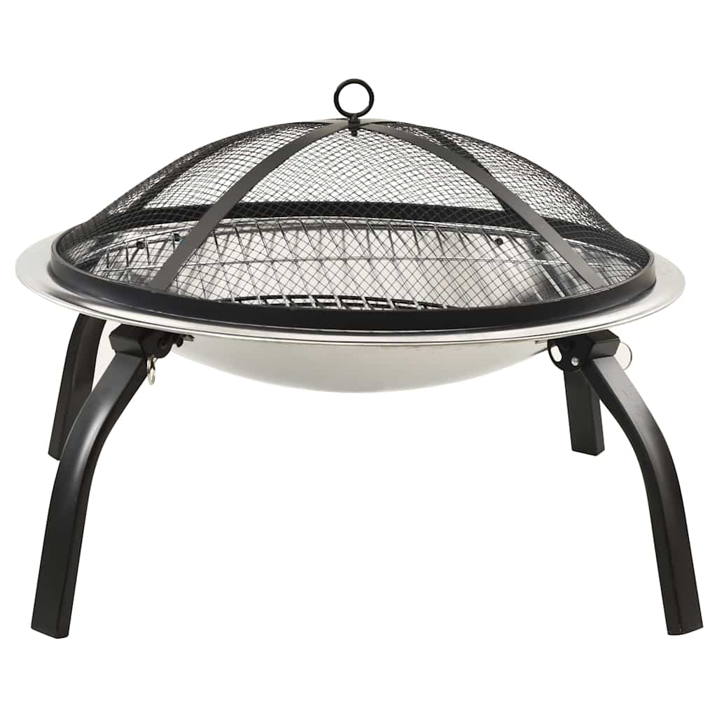 Braseira e barbecue 2-em-1 com atiçador 56x56x49 cm aço inox.