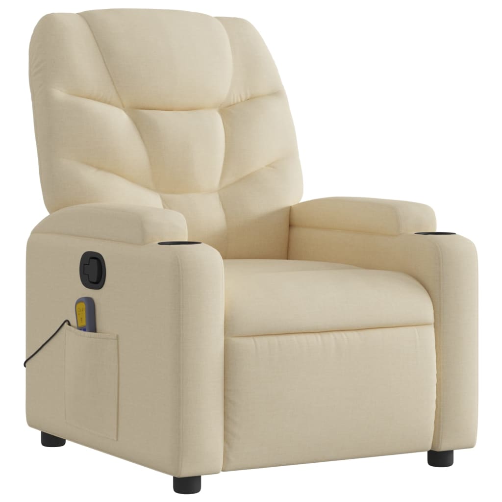 Poltrona de massagem reclinável em tecido creme