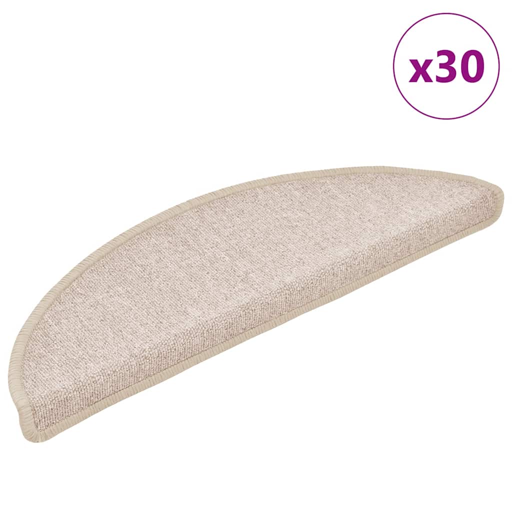 Tapetes de escada 30 peças 56x17x3 cm cinza-claro semicircular