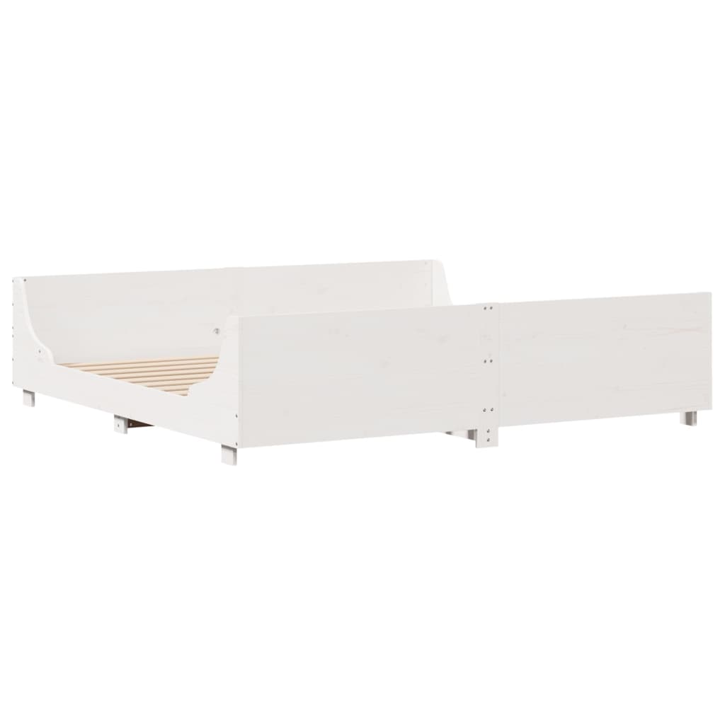 Cama sem colchão 180x200 cm madeira de pinho maciça branco