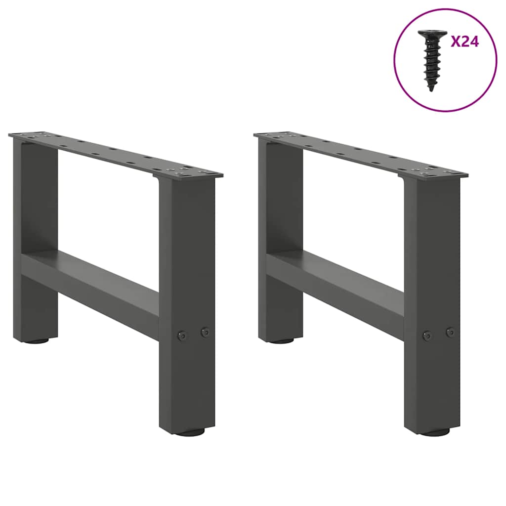 Pés para mesa de centro antracite 2 peças 50x(30-31) cm aço