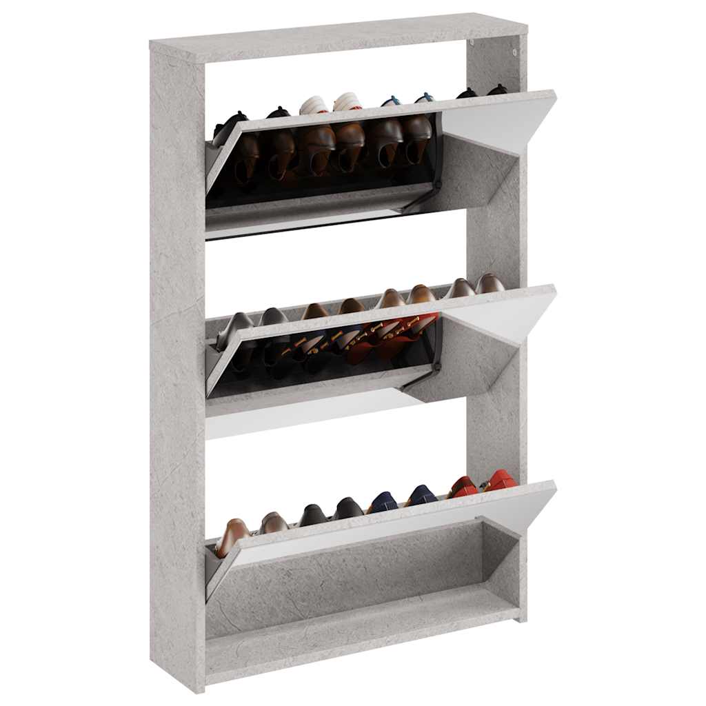 Sapateira c/ espelho 3 divisórias 63x17x102,5 cm cinza cimento