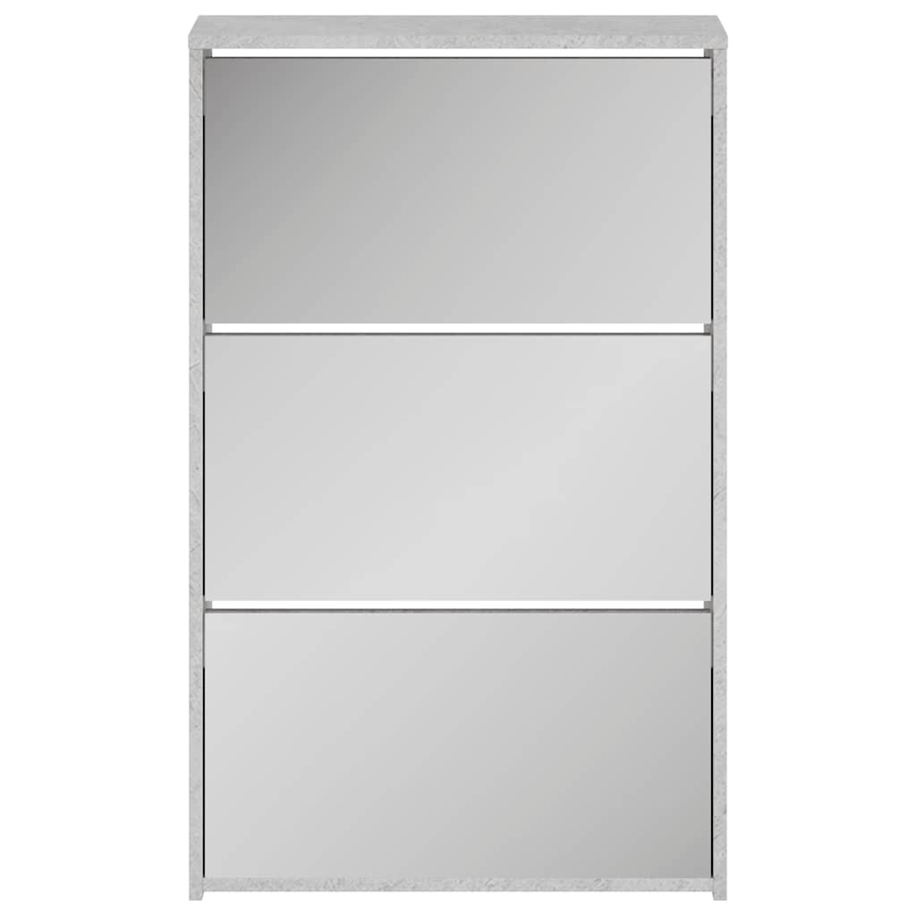 Sapateira c/ espelho 3 divisórias 63x17x102,5 cm cinza cimento