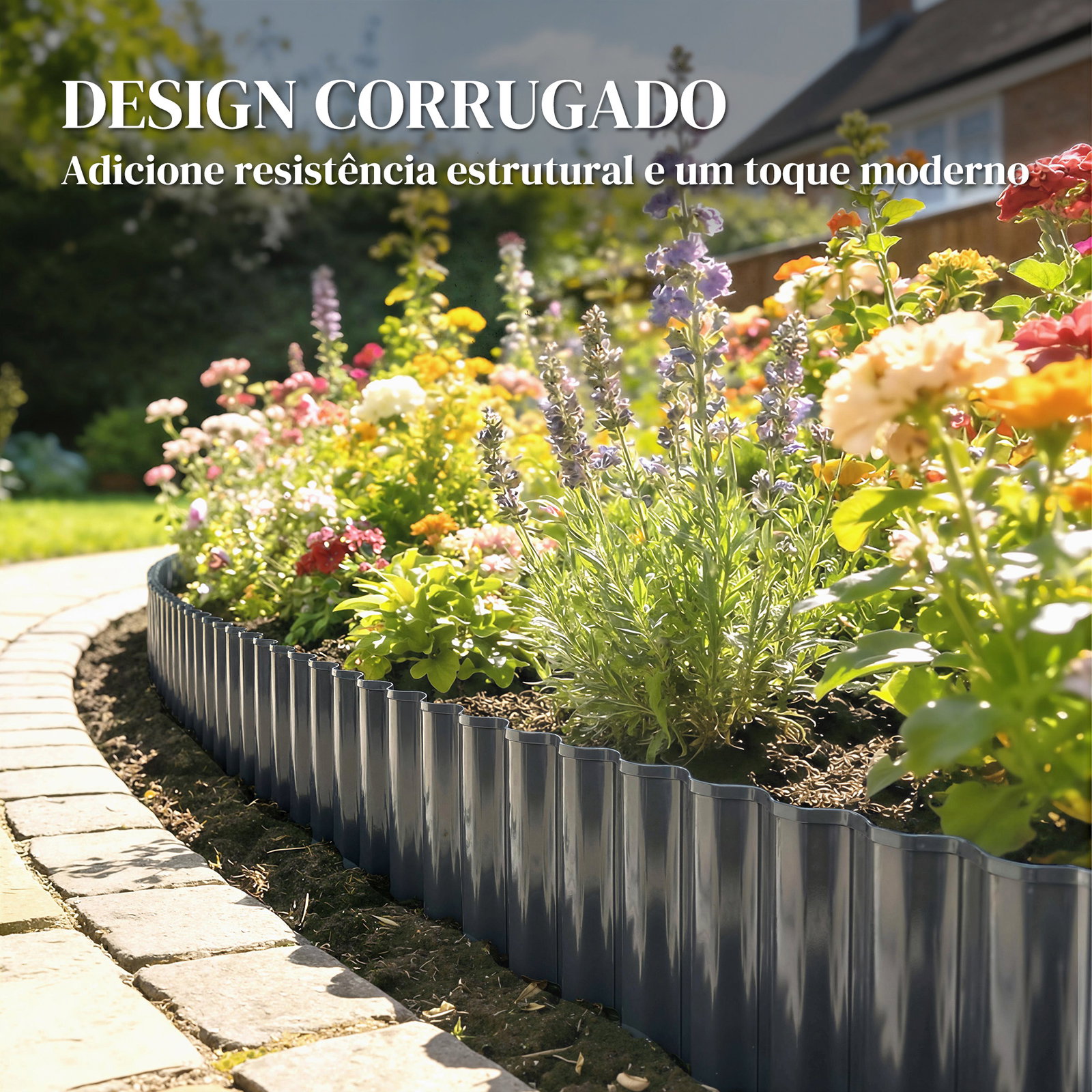 Cerca de jardim metálica 650x20 cm em aço galvanizado resistente para horta pátio terraço relvado cinzento escuro