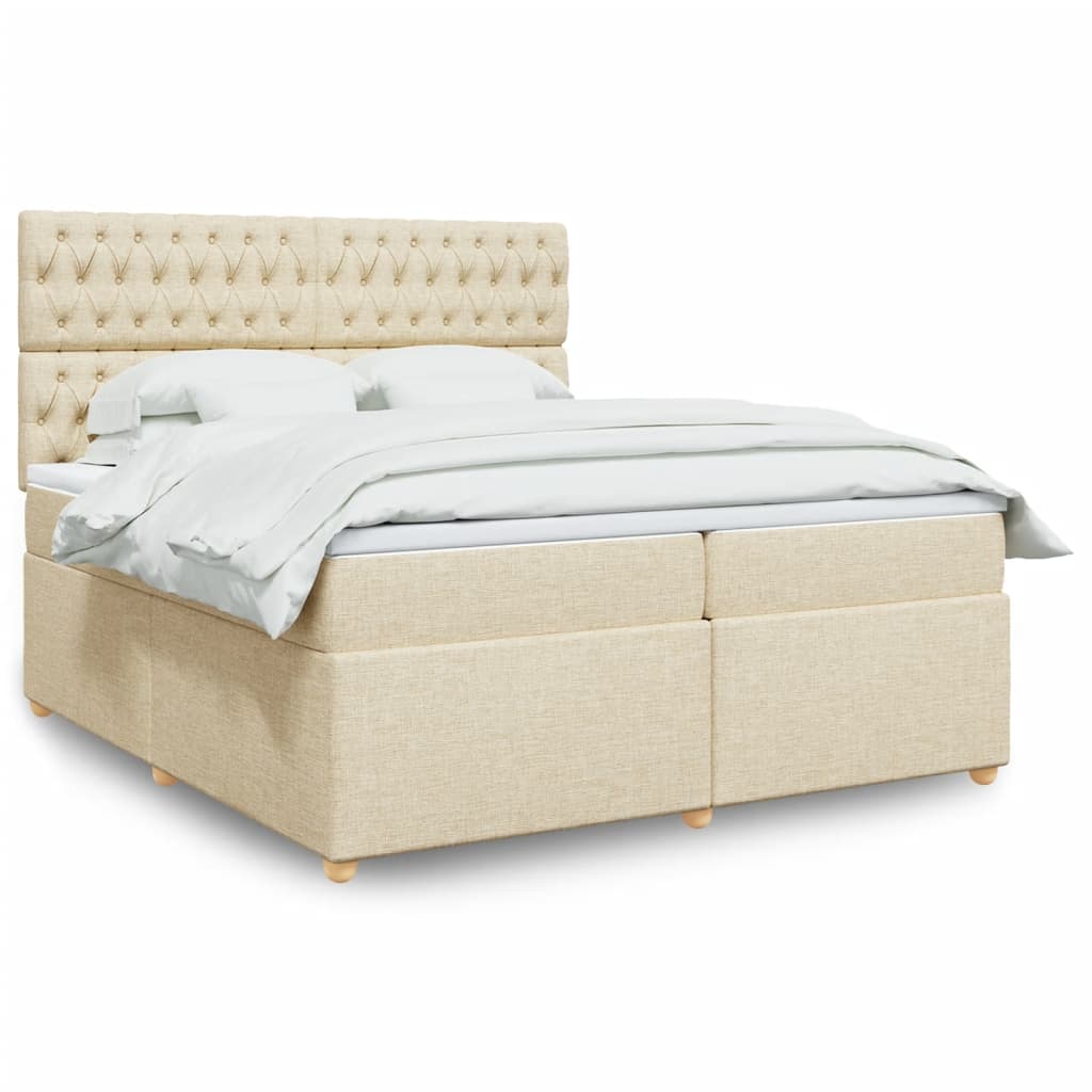 Cama com molas/colchão 200x200 cm tecido cor creme
