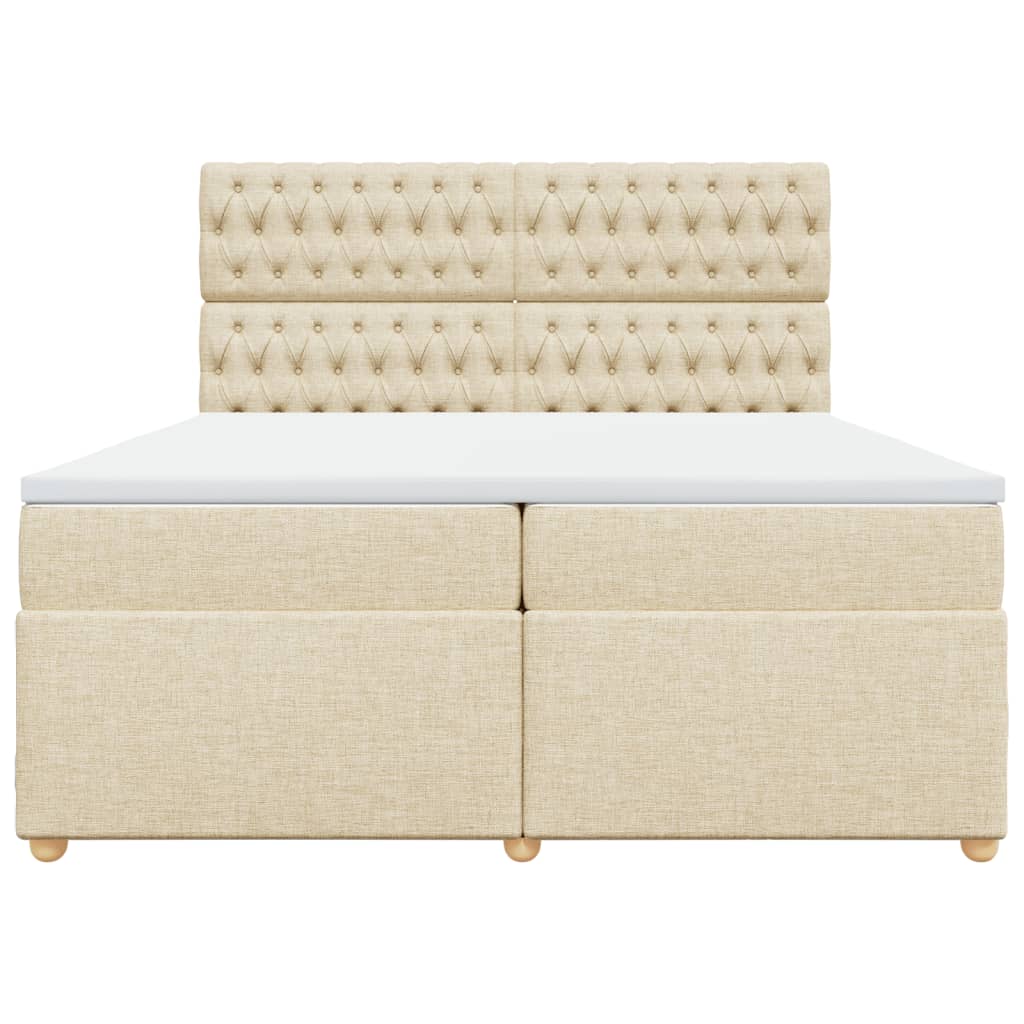 Cama com molas/colchão 200x200 cm tecido cor creme