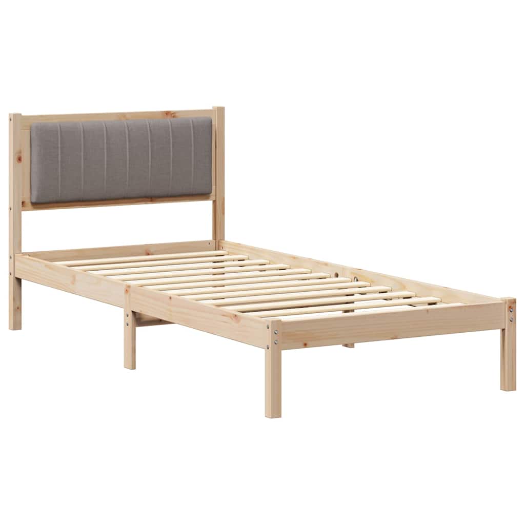 Estrutura de cama com cabeceira estofada cinzento-acastanhado