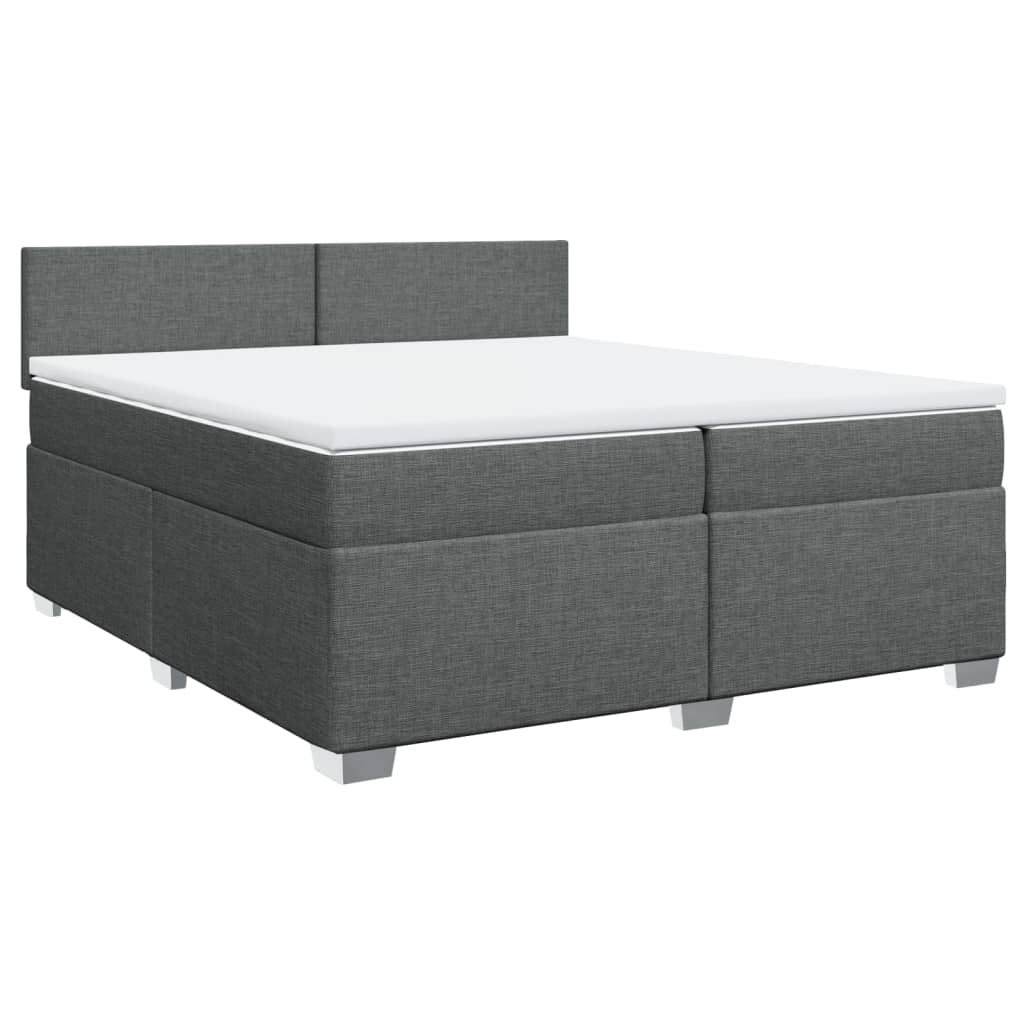 Cama com molas/colchão 200x200 cm tecido cinzento-escuro
