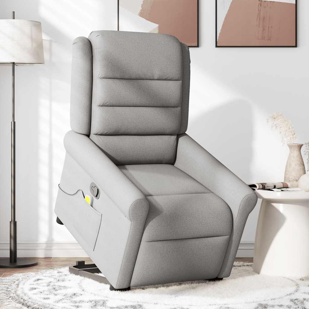 Poltrona elevatória de massagens tecido cinzento-nublado
