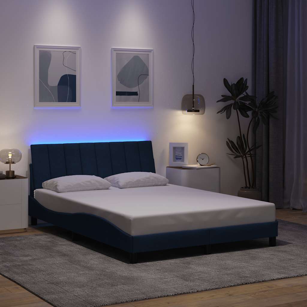 Estrutura de cama sem colchão hanko 140x190 cm tecido azul
