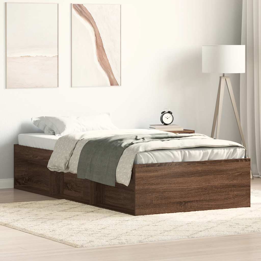 Estrutura de cama solteiro 75x190 cm carvalho castanho