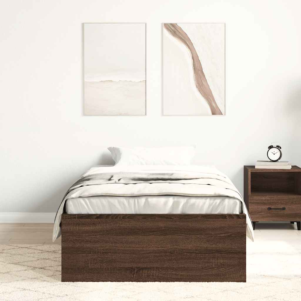 Estrutura de cama solteiro 75x190 cm carvalho castanho