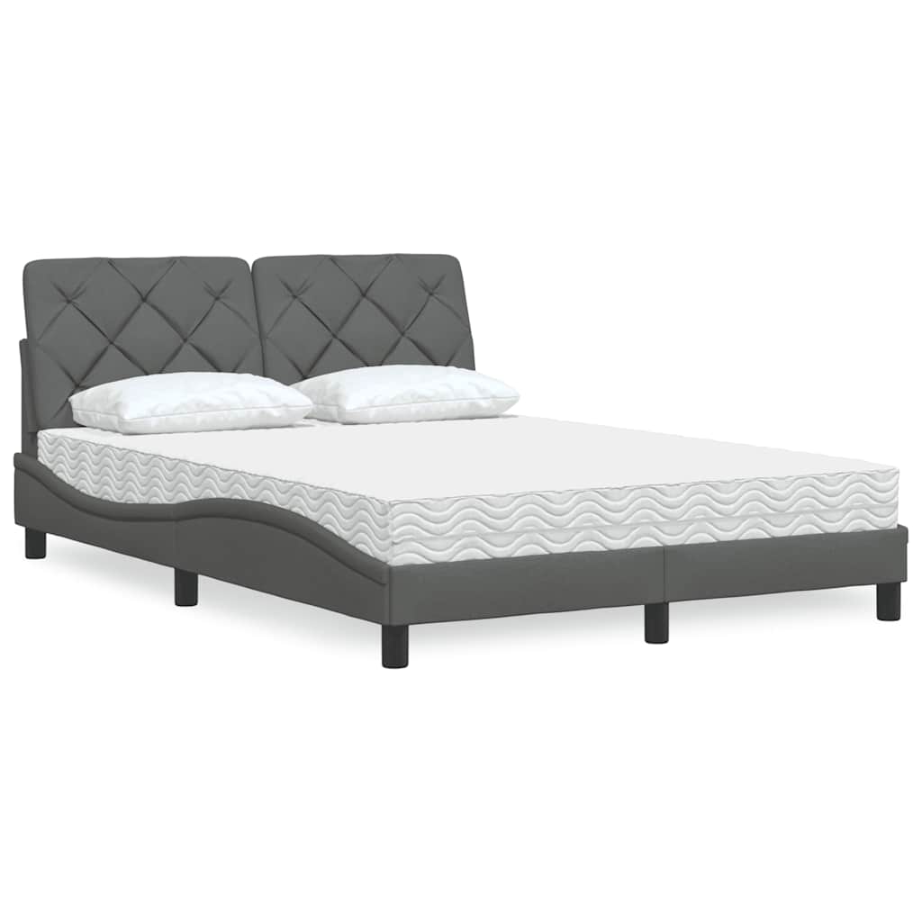 Cama com colchão 120x200 cm tecido cinzento-escuro