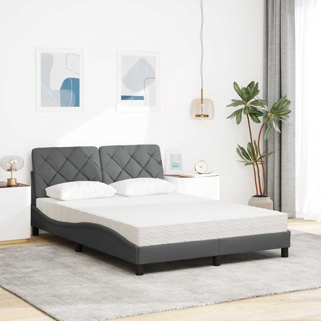 Cama com colchão 120x200 cm tecido cinzento-escuro