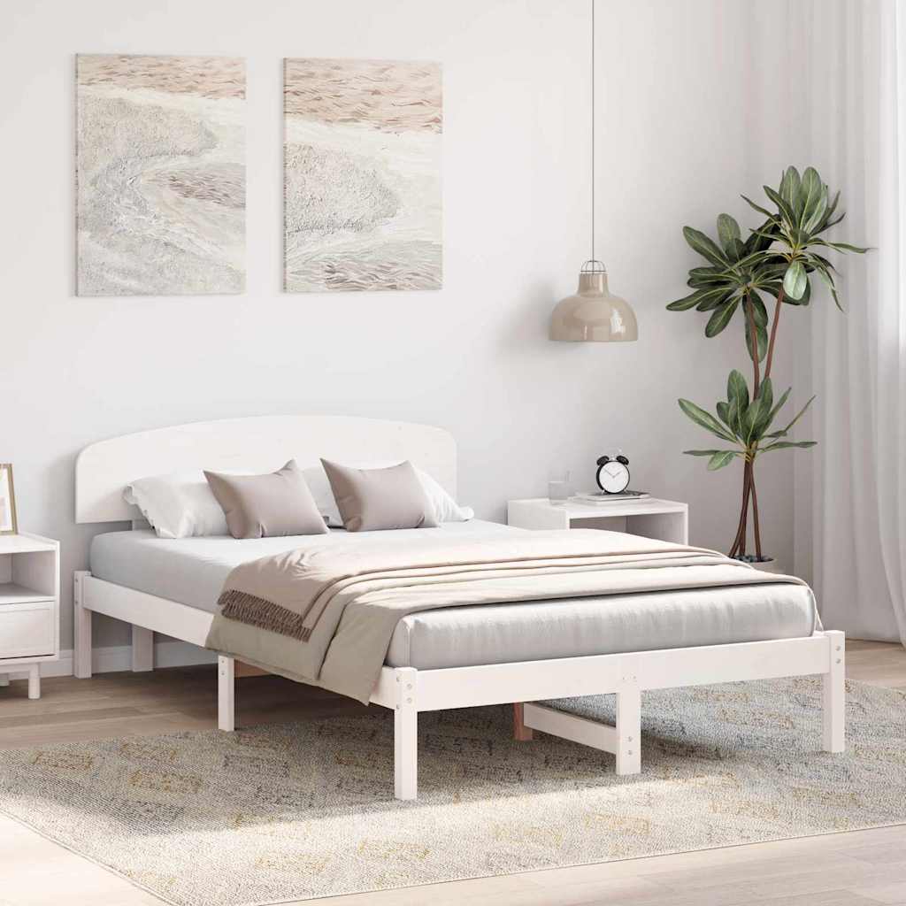 Estrutura da cama com cabeceira branco 120 x 200 cm
