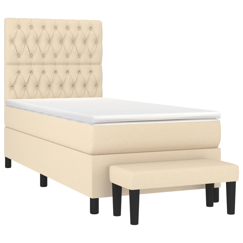 Cama com molas/colchão 100x200 cm tecido cor creme