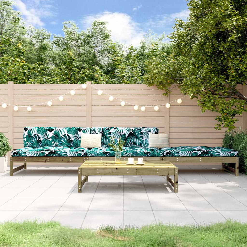 4 Pcs conjunto lounge de jardim madeira de pinho impregnada