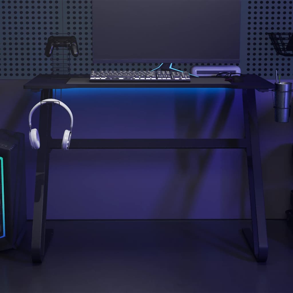 Secretária de gaming c/ pernas em forma de zz 110x60x75cm preto