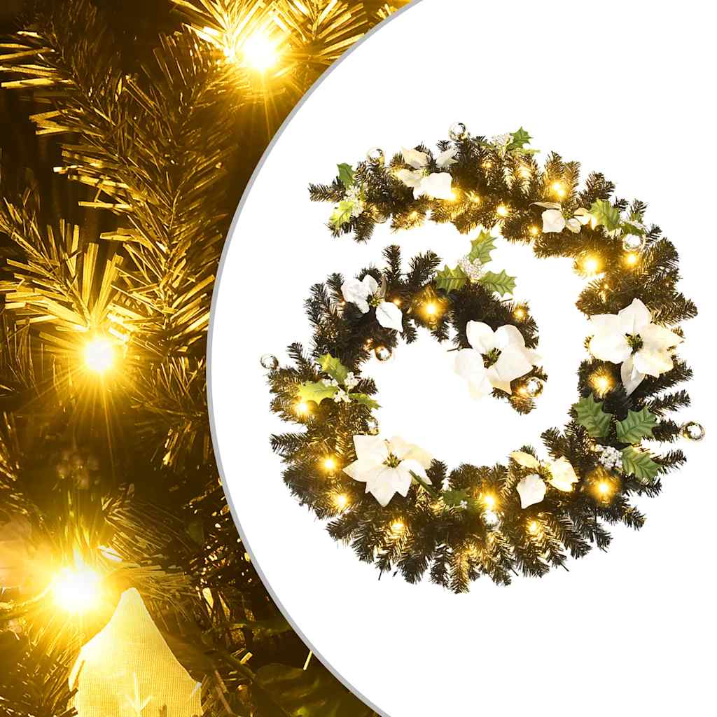 Grinalda de natal com luzes LED 2,7 m PVC preto