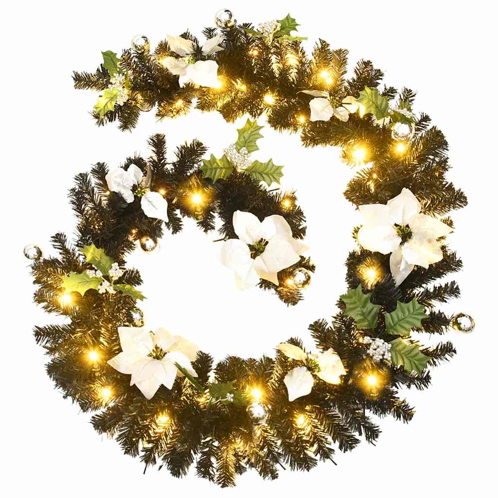 Grinalda de natal com luzes LED 2,7 m PVC preto