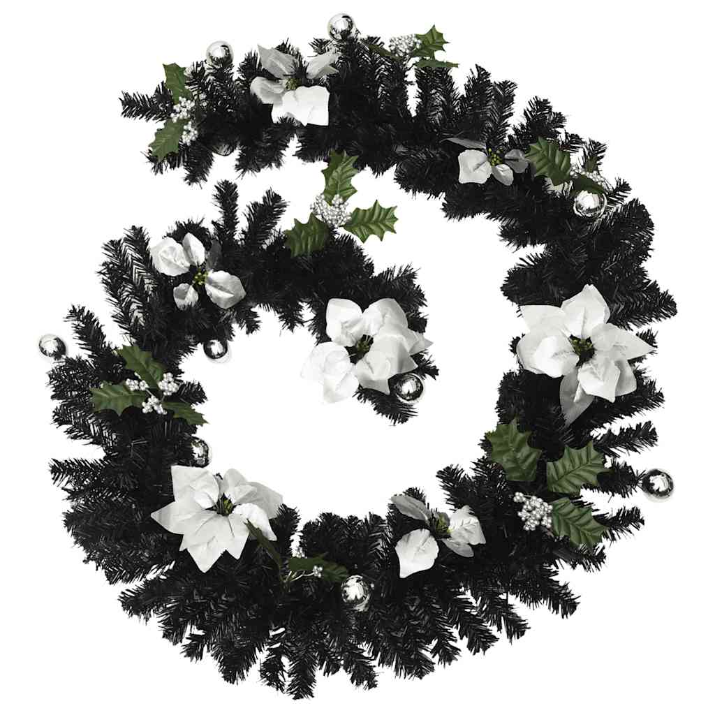 Grinalda de natal com luzes LED 2,7 m PVC preto