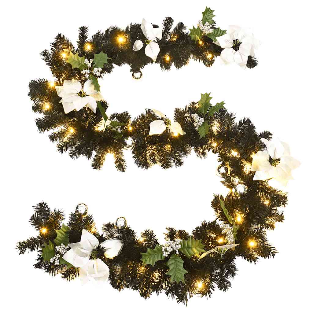 Grinalda de natal com luzes LED 2,7 m PVC preto