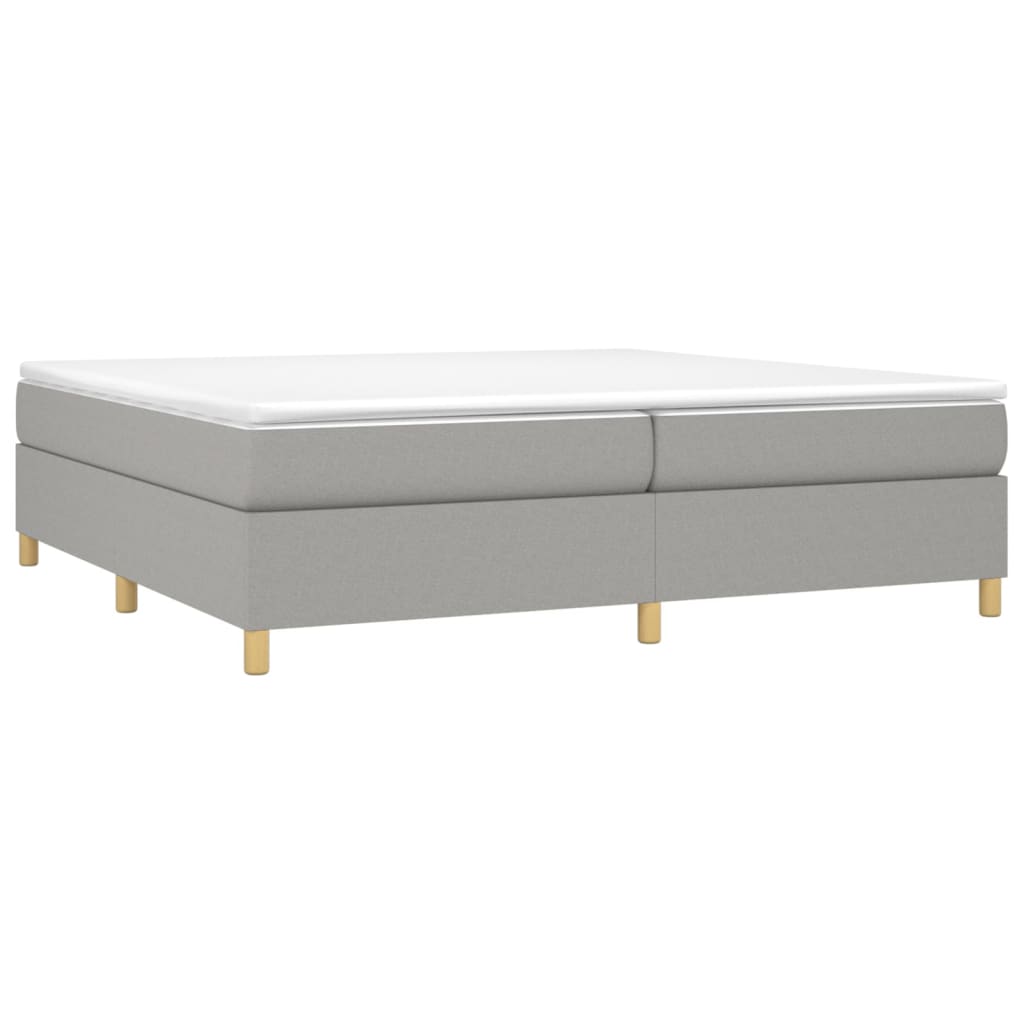 Cama com molas/colchão 200x200 cm tecido cinza-claro