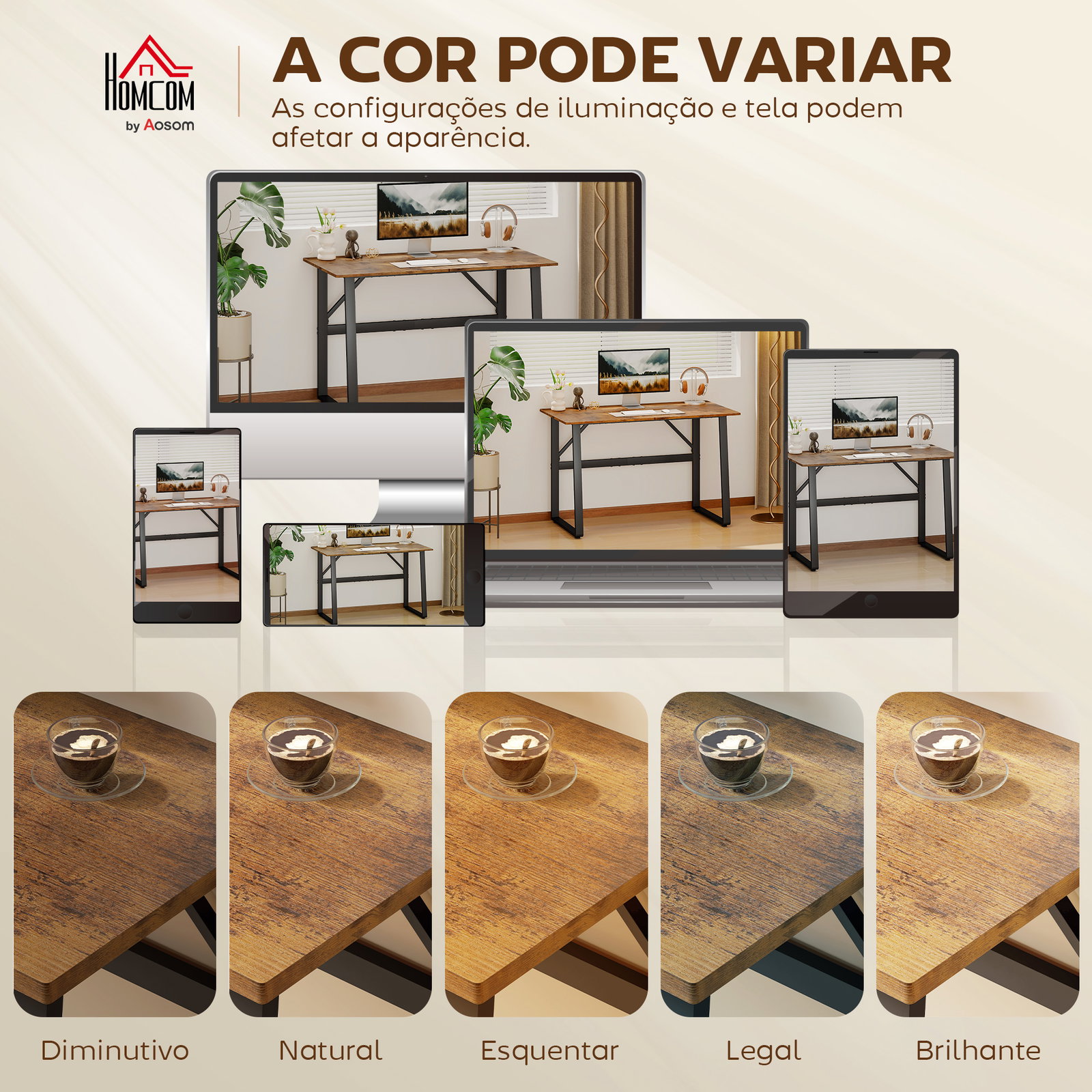 Secretária estilo industrial 120x60x76 cm mesa de computador com estrutura de aço fácil de montar castanho rústico