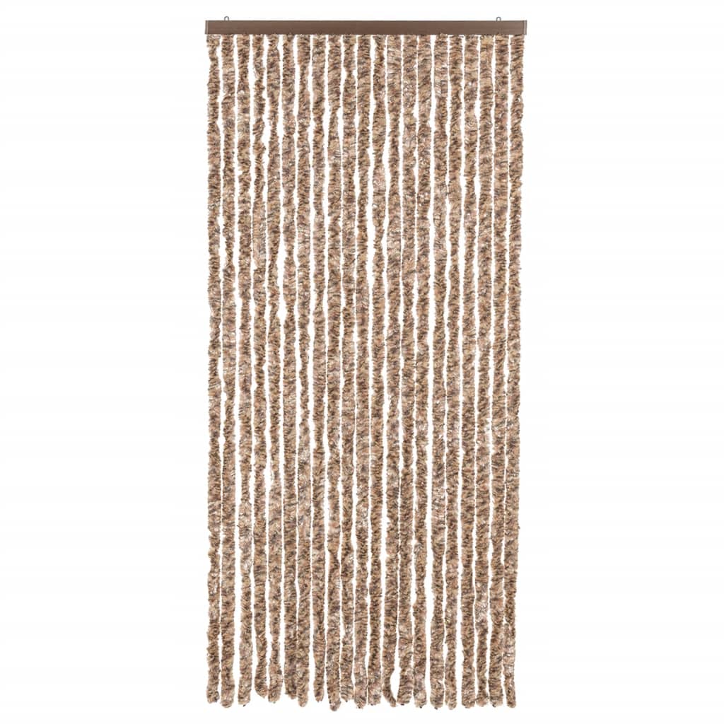 Cortina anti-insetos 90x200 cm chenille bege e castanho-escuro