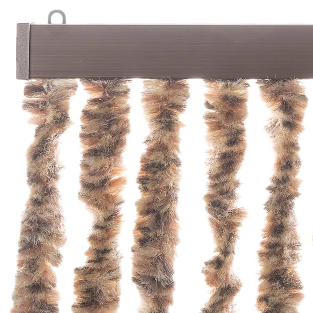 Cortina anti-insetos 90x200 cm chenille bege e castanho-escuro