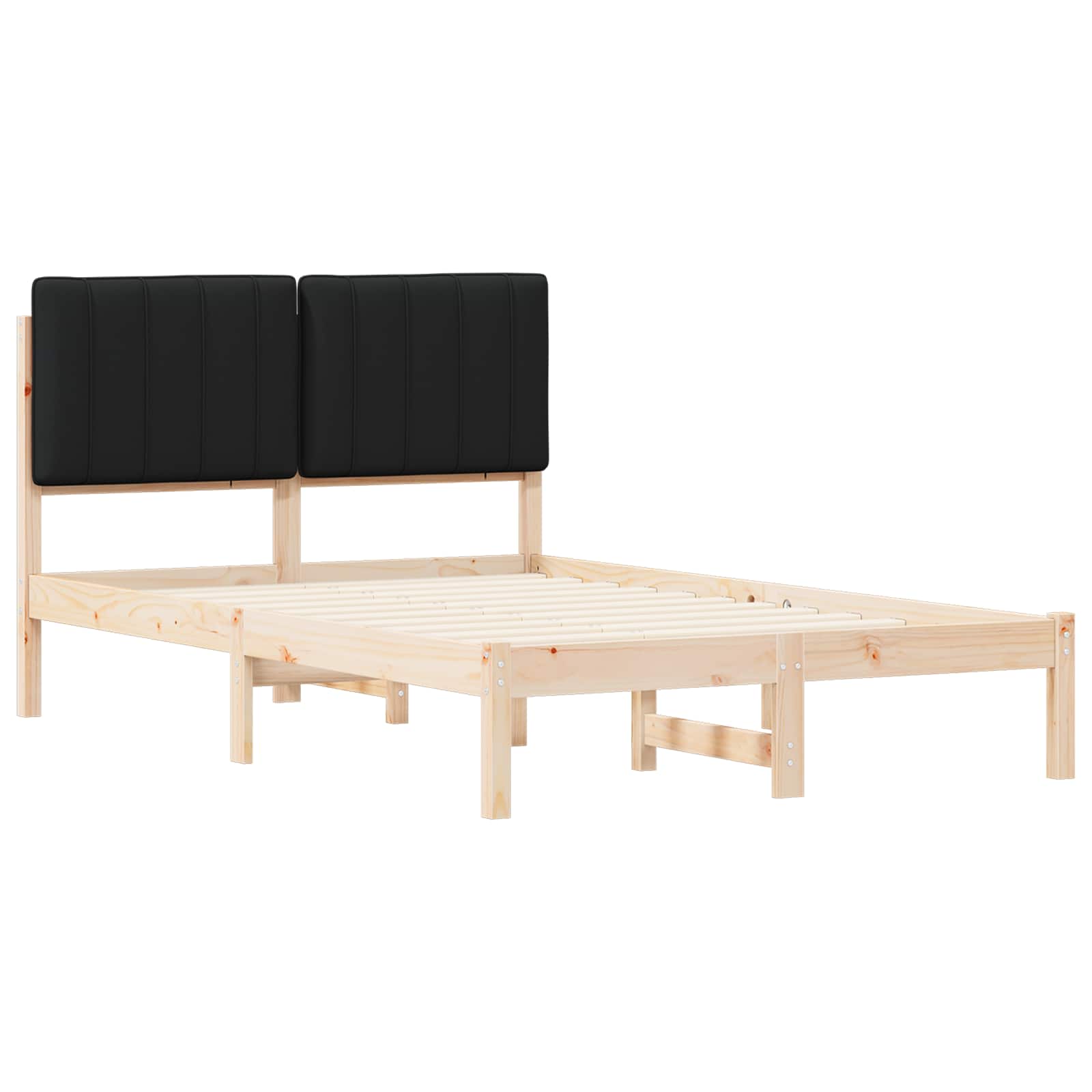 Estrutura de cama com cabeceira estofada natural e preto