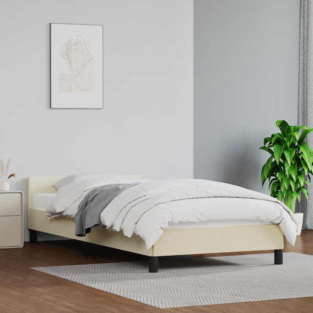 Estrutura cama c/ cabeceira sem colchão 100x200 cm creme