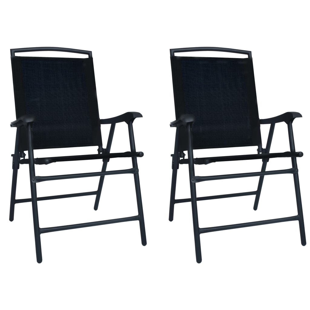 Cadeiras de jardim dobráveis 2 pcs textilene preto