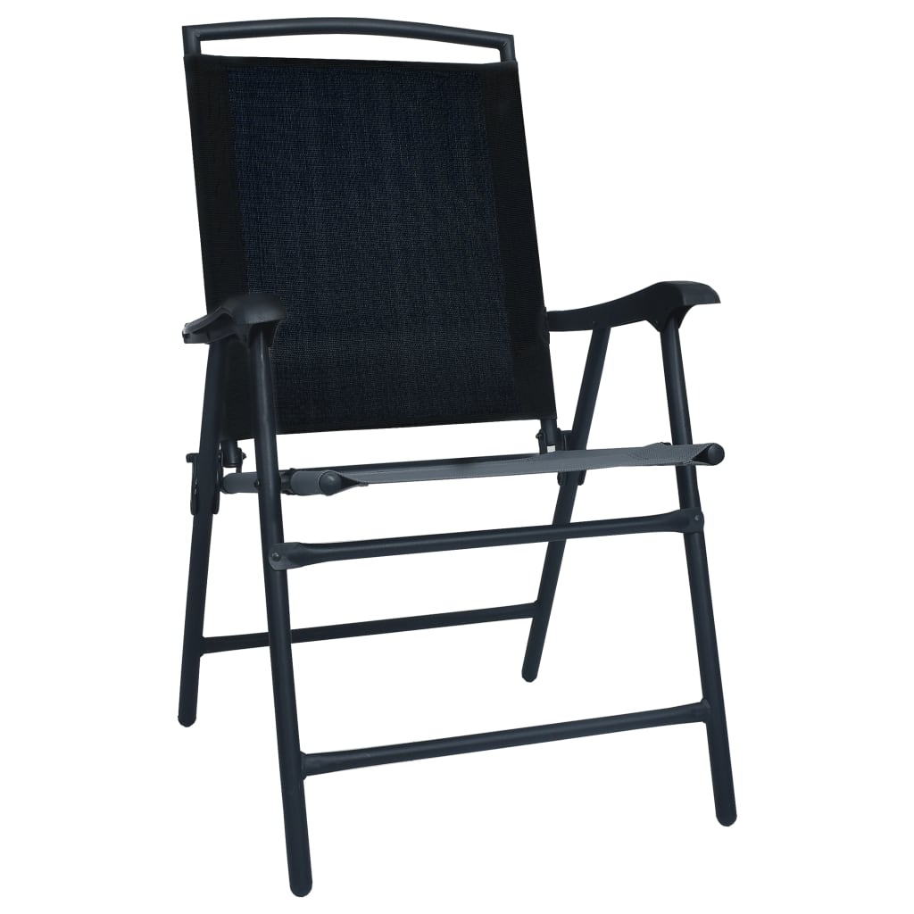 Cadeiras de jardim dobráveis 2 pcs textilene preto