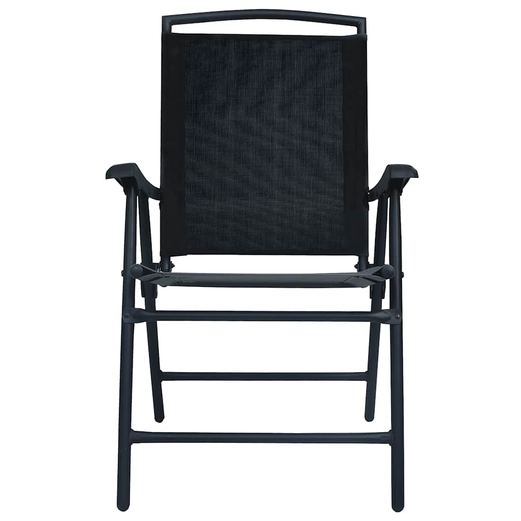 Cadeiras de jardim dobráveis 2 pcs textilene preto
