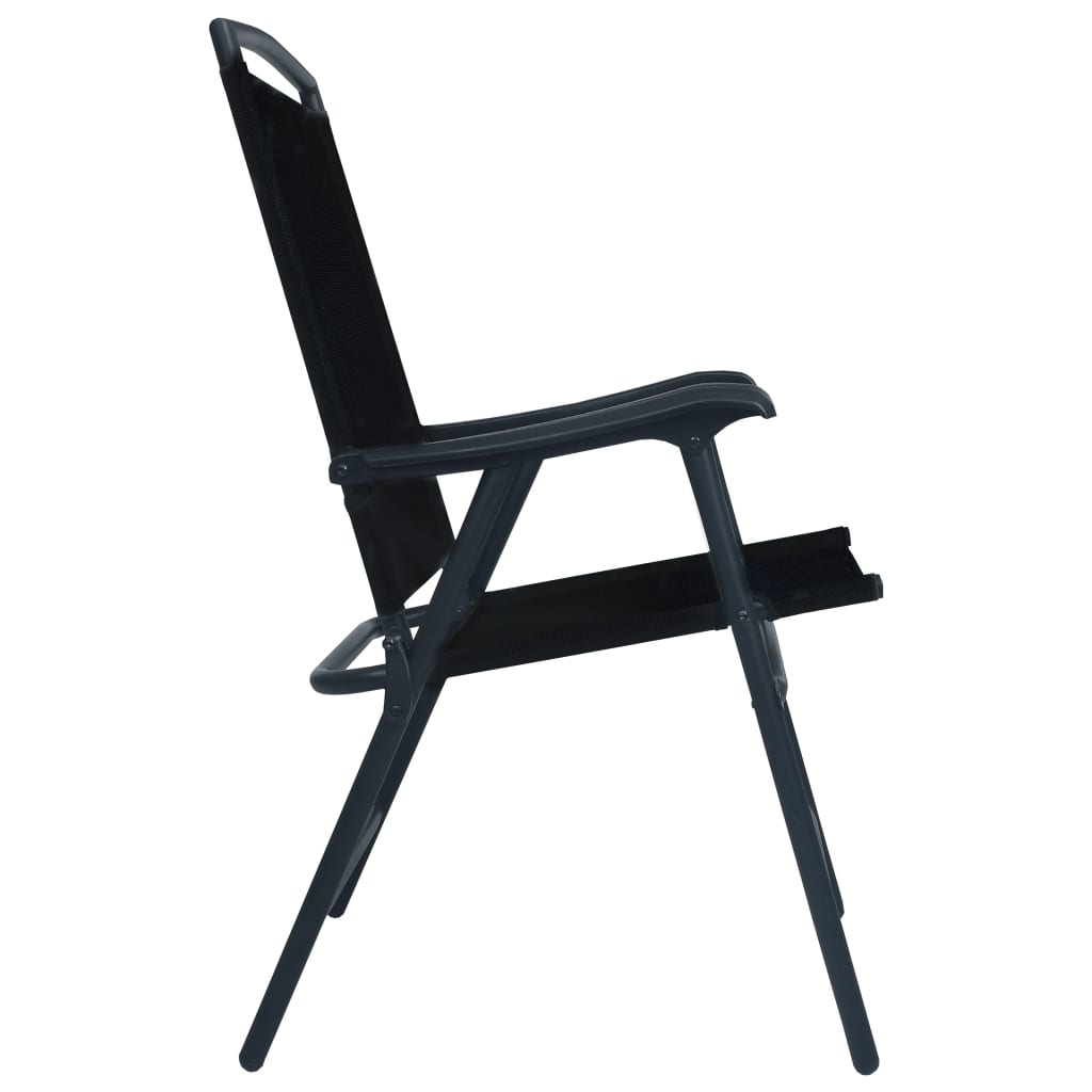Cadeiras de jardim dobráveis 2 pcs textilene preto