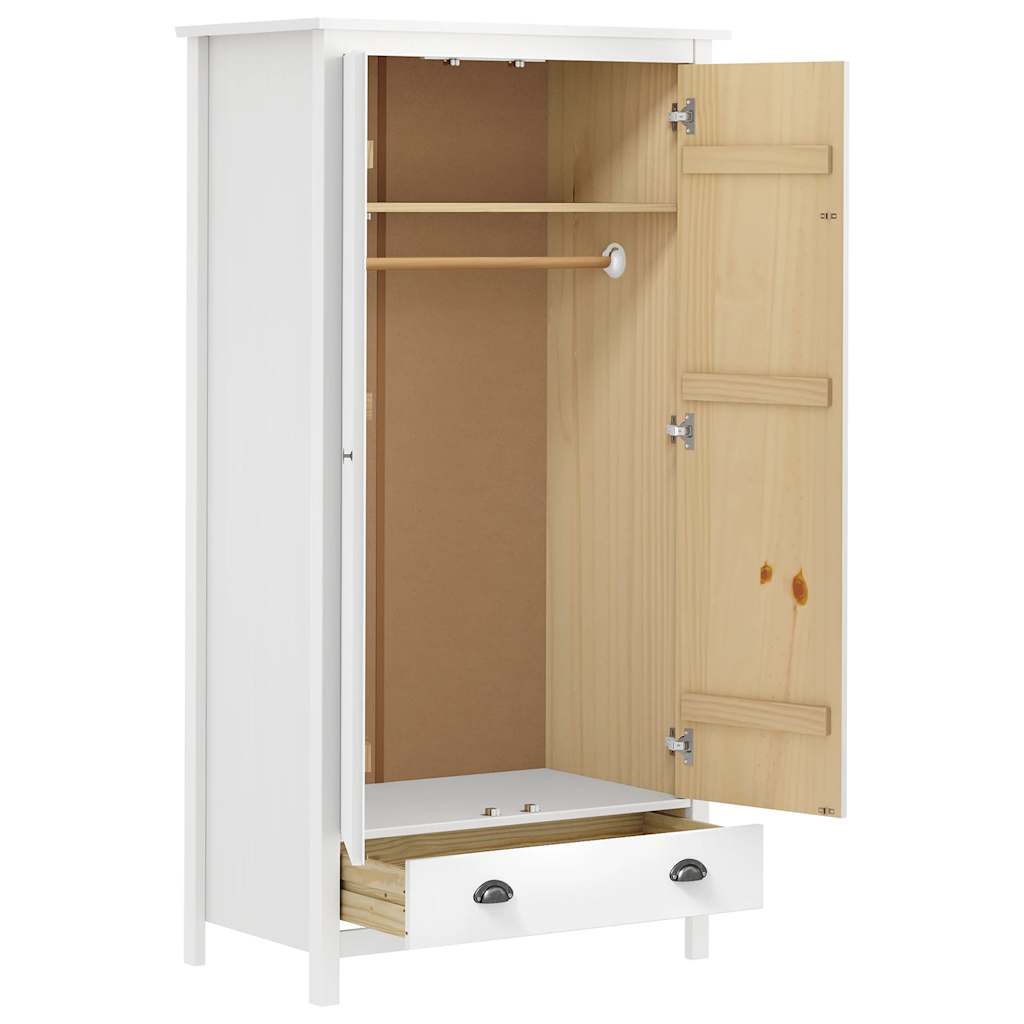 Roupeiro 2 portas hill 89x50x170 cm pinho maciço branco