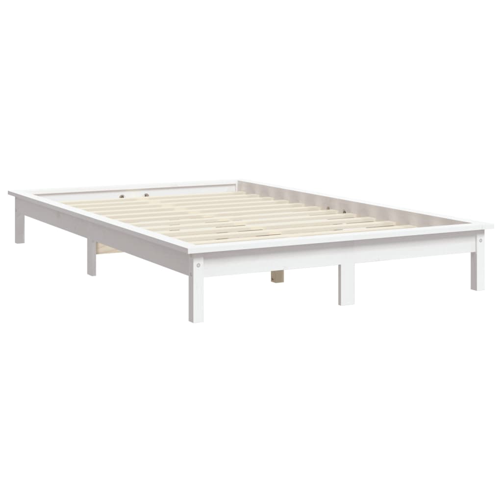 Estrutura de cama king size 150x200 cm pinho maciço branco
