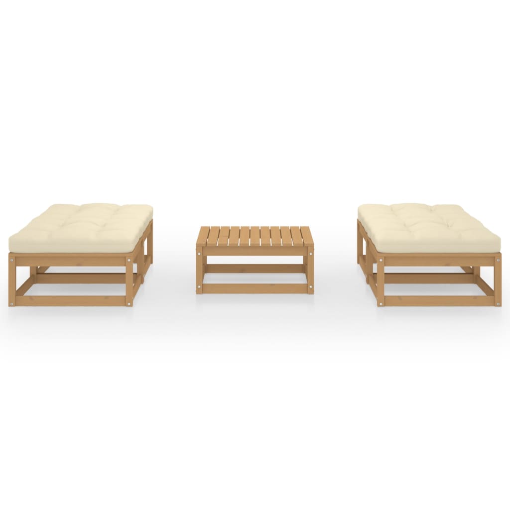 5 Pcs conjunto lounge de jardim c/ almofadões pinho maciço