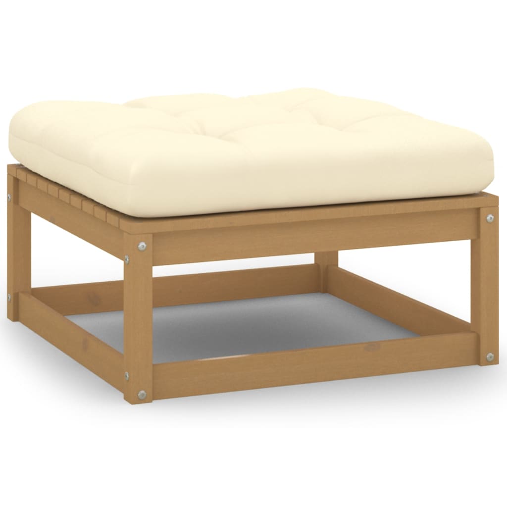 5 Pcs conjunto lounge de jardim c/ almofadões pinho maciço