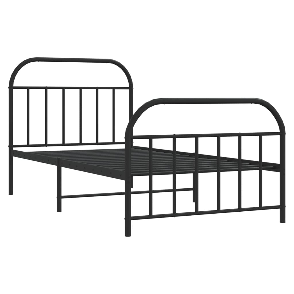 Estrutura de cama com cabeceira e pés 107x203 cm metal preto