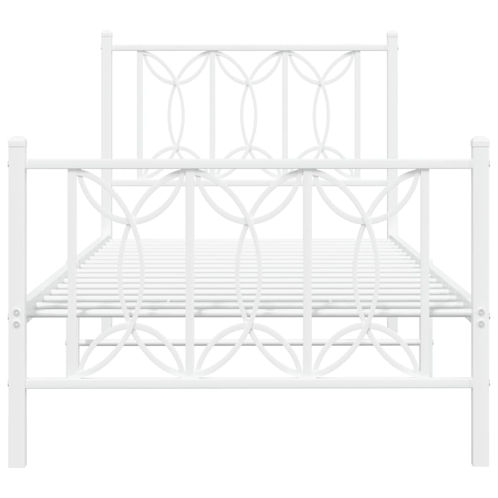 Estrutura de cama com cabeceira e pés 75x190 cm metal branco
