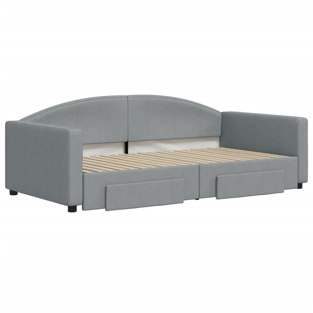 Sofá-cama c/ gavetão e gavetas 100x190 cm tecido cinzento-claro