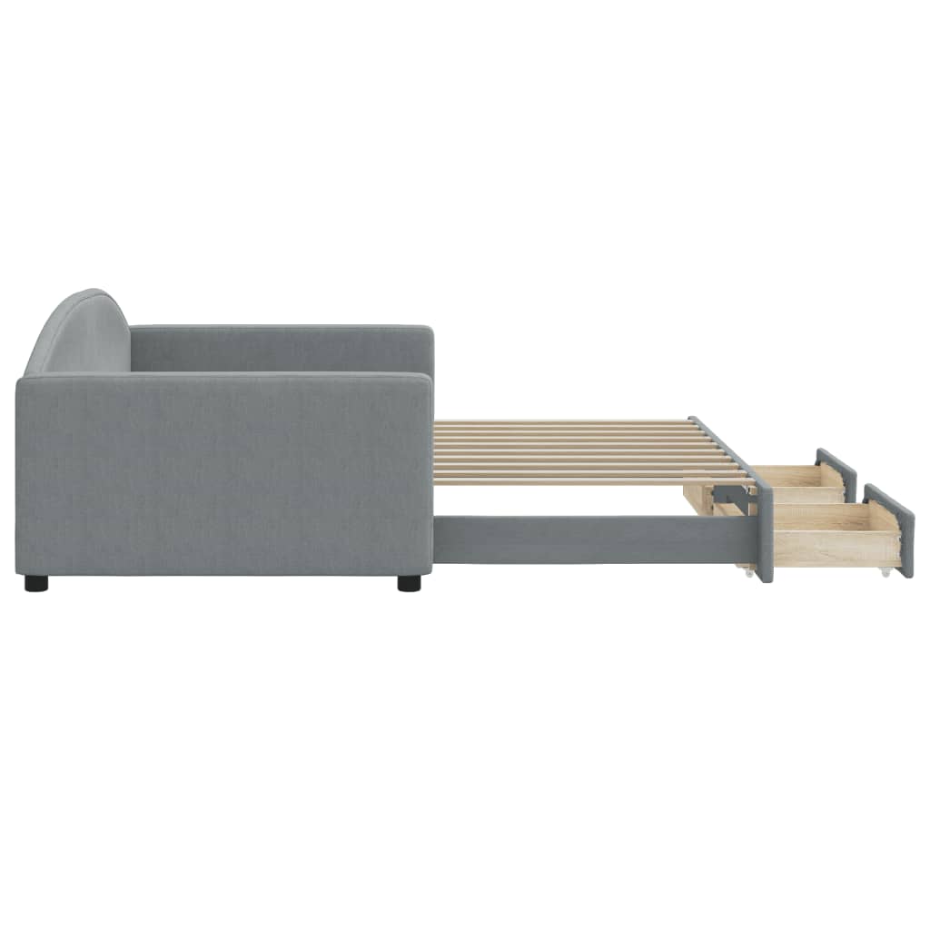 Sofá-cama c/ gavetão e gavetas 100x190 cm tecido cinzento-claro