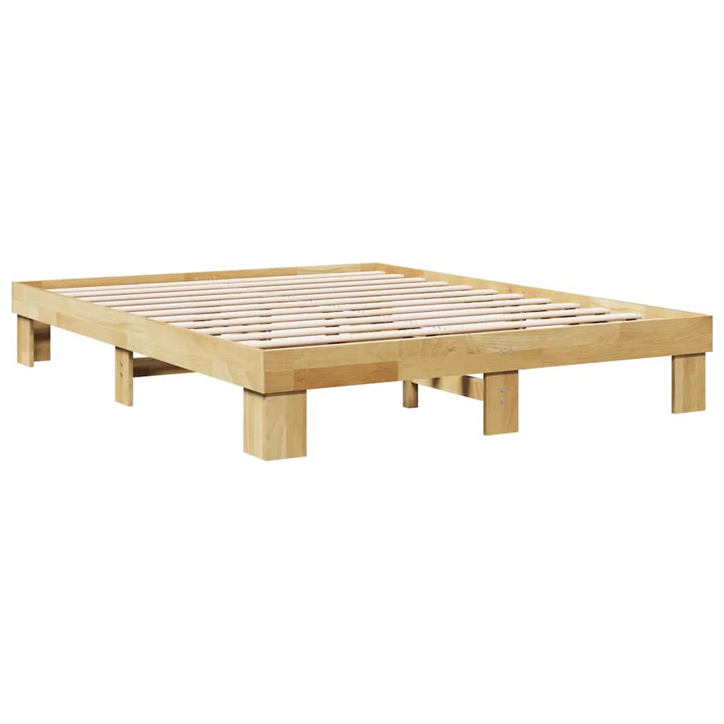 Estrutura de cama sem colchão 135x190 cm madeira maciça carvalho