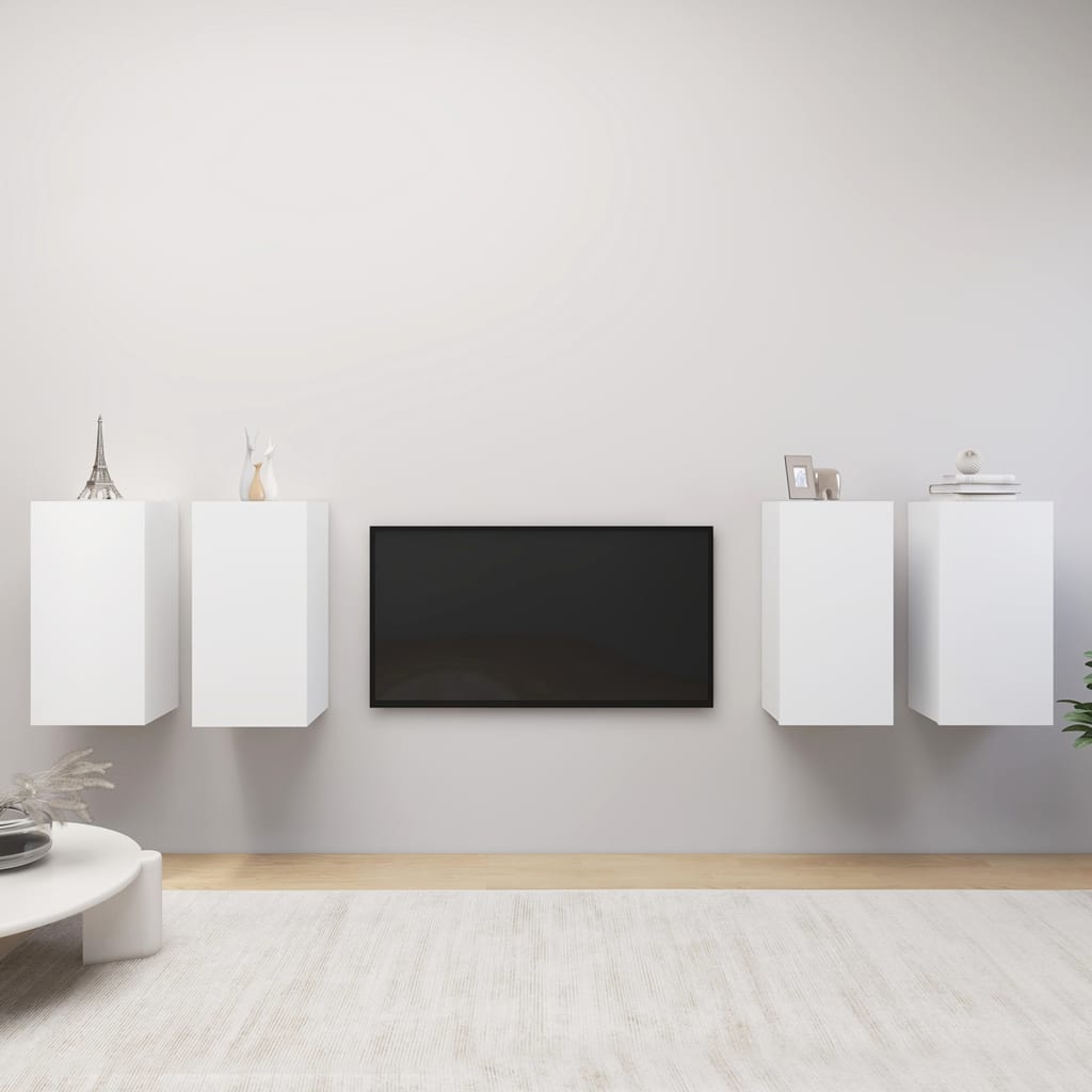 Móveis de TV 4 pcs 30,5x30x60 cm derivados de madeira branco